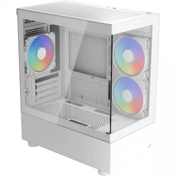 Obudowa wieżowa PC AEROCOOL Viewport Mini-G-WT-v4 ARGB z dwoma panelami ze szkła hartowanego, biała
