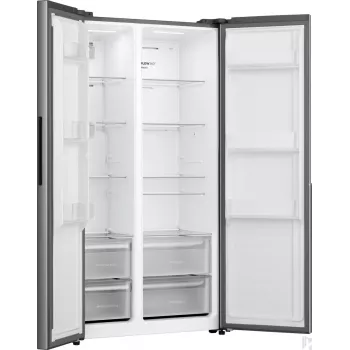 Lodówka Gorenje Side by side NRS917E41X SI, wolnostojąca, drzwi amerykańskie, szary, 2 drzwi, dotyk, LED