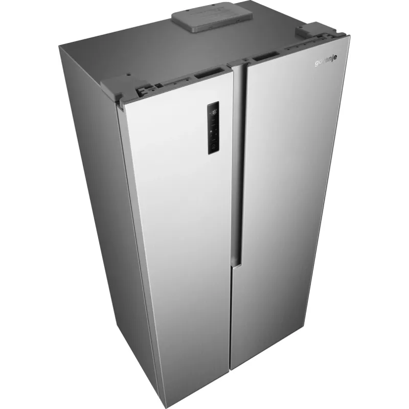 Lodówka Gorenje Side by side NRS917E41X SI, wolnostojąca, drzwi amerykańskie, szary, 2 drzwi, dotyk, LED