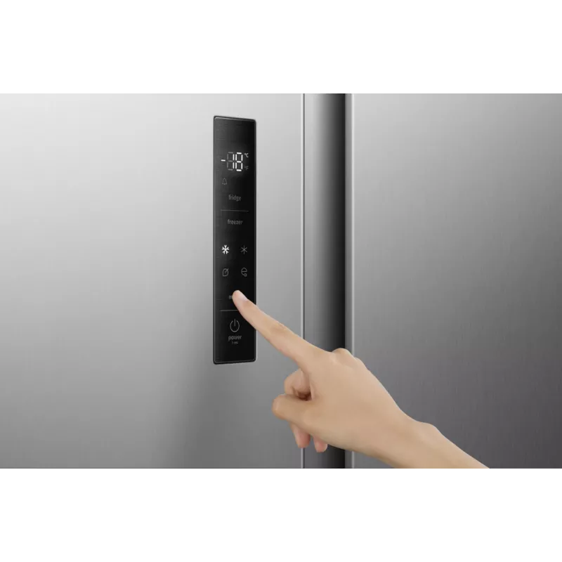 Lodówka Gorenje Side by side NRS917E41X SI, wolnostojąca, drzwi amerykańskie, szary, 2 drzwi, dotyk, LED