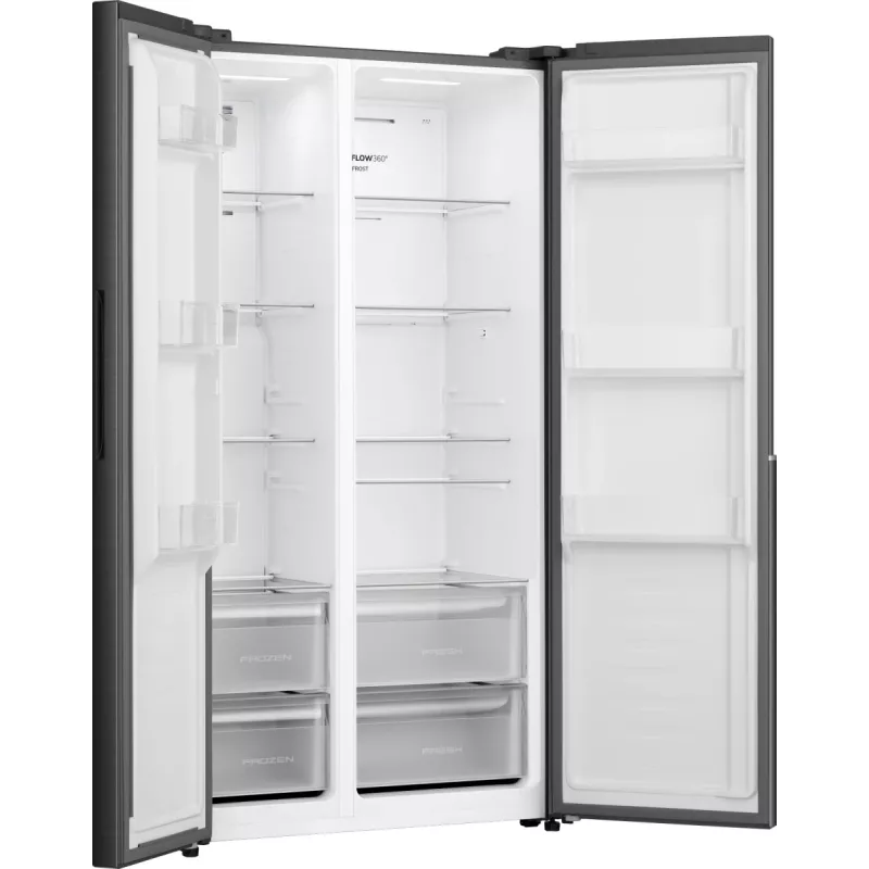 Gorenje HZF55082 NRS917E41BX G400, wolnostojąca, drzwi amerykańskie, czarna, 2 drzwi, dotykowy, LED