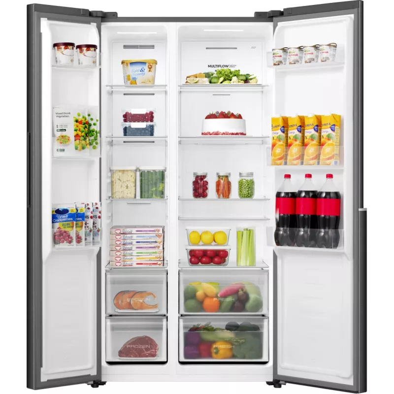 Gorenje HZF55082 NRS917E41BX G400, wolnostojąca, drzwi amerykańskie, czarna, 2 drzwi, dotykowy, LED