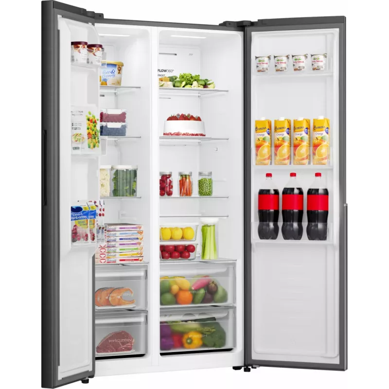 Gorenje HZF55082 NRS917E41BX G400, wolnostojąca, drzwi amerykańskie, czarna, 2 drzwi, dotykowy, LED