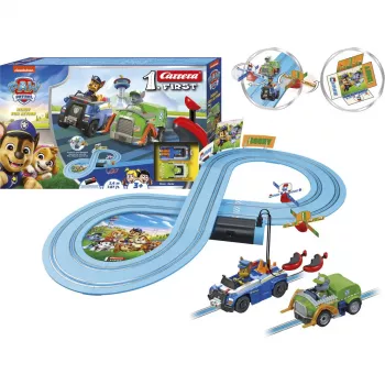 Tor wyścigowy zabawkowy CARRERA FIRST Paw Patrol - Gotowi do akcji, zestaw toru wyścigowego dla dzieci