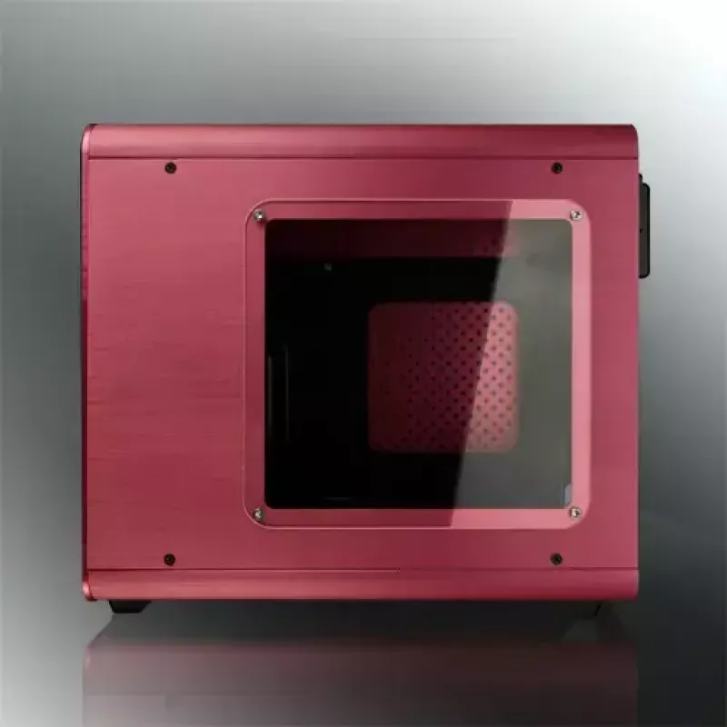 RAIJINTEK METIS PLUS Mini Tower Obudowa PC Czerwona — Mini-ITX, 1x zatoka 3.5 cala, 4x zatoki 2.5 cala, wentylatory 120 mm