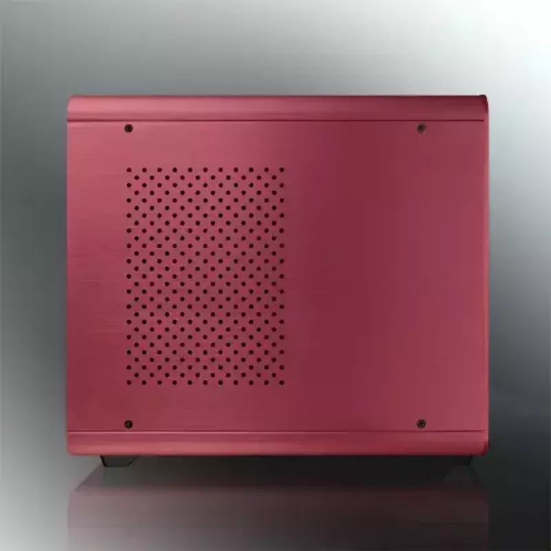 RAIJINTEK METIS PLUS Mini Tower Obudowa PC Czerwona — Mini-ITX, 1x zatoka 3.5 cala, 4x zatoki 2.5 cala, wentylatory 120 mm