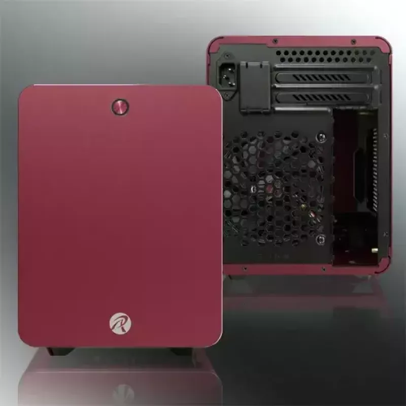 RAIJINTEK METIS PLUS Mini Tower Obudowa PC Czerwona — Mini-ITX, 1x zatoka 3.5 cala, 4x zatoki 2.5 cala, wentylatory 120 mm