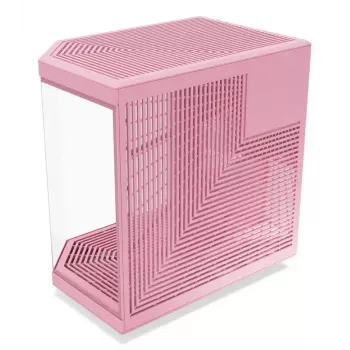 HYTE Y70 Milk Obudowa PC Midi Tower, Różowa — obsługa wentylatorów 120/140 mm, napędy 2,5 cala i 3,5 cala, zasilacz na dole, 320×470×470 mm