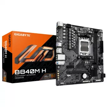 Płyta główna GIGABYTE B840M H - procesory AMD Ryzen 9000, 5+2+2 fazy VRM, do 7200 MHz DDR5 (OC), 1xPCIe 4.0 M.2, LAN 1 GbE, USB 3.2 Gen 1
