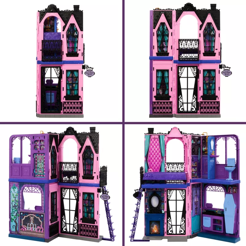 Monster High Boo-tique Hotel Domek dla lalek z upiornymi niespodziankami w każdym pokoju i ponad 13 akcesoriami