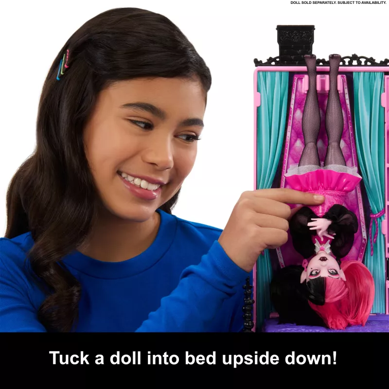 Monster High Boo-tique Hotel Domek dla lalek z upiornymi niespodziankami w każdym pokoju i ponad 13 akcesoriami