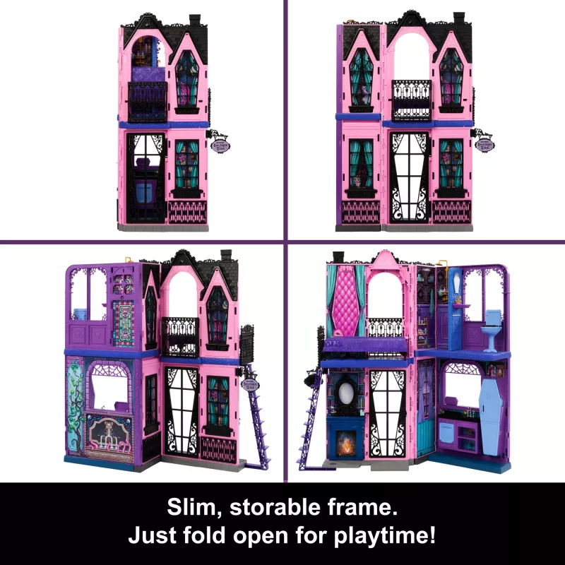 Monster High Boo-tique Hotel Domek dla lalek z upiornymi niespodziankami w każdym pokoju i ponad 13 akcesoriami