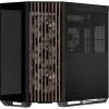 APNX Tower case V1-W-BK-v3 z dwoma panelami ze szkła hartowanego i okładziną drewnianą, czarny