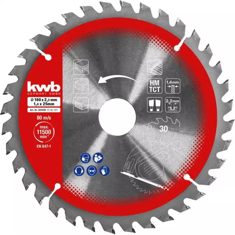 Zestaw tarcz do piły tarczowej Einhell-KWB 584795, Ø165 mm, otwór 20 mm, 3 szt. do płyt wiórowych, drewna twardego, sklejki, tworzyw sztucznych, drewna miękkiego