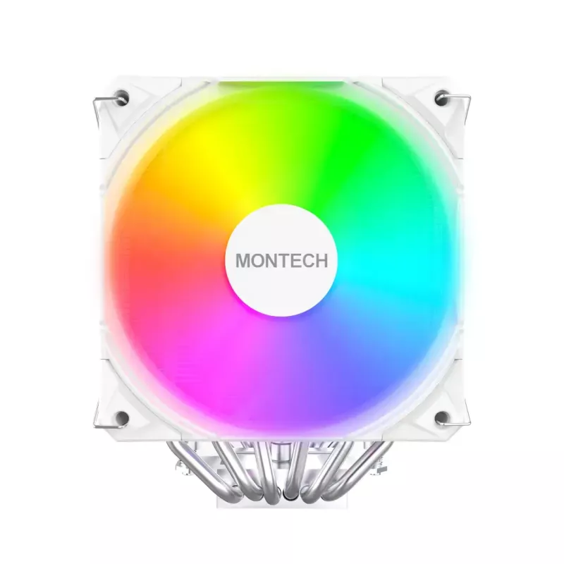 Chłodzenie powietrzne procesora Montech NX600 ARGB, wentylator 120 mm, biały, 800–2000 RPM, łożysko hydrodynamiczne, obsługuje AM4/AM5/LGA115x/1200/1700