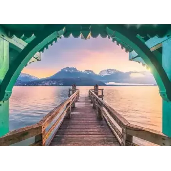Puzzle Ravensburger Kładka nad jeziorem Annecy, Francja — 1000 szt., szerokość 700 mm
