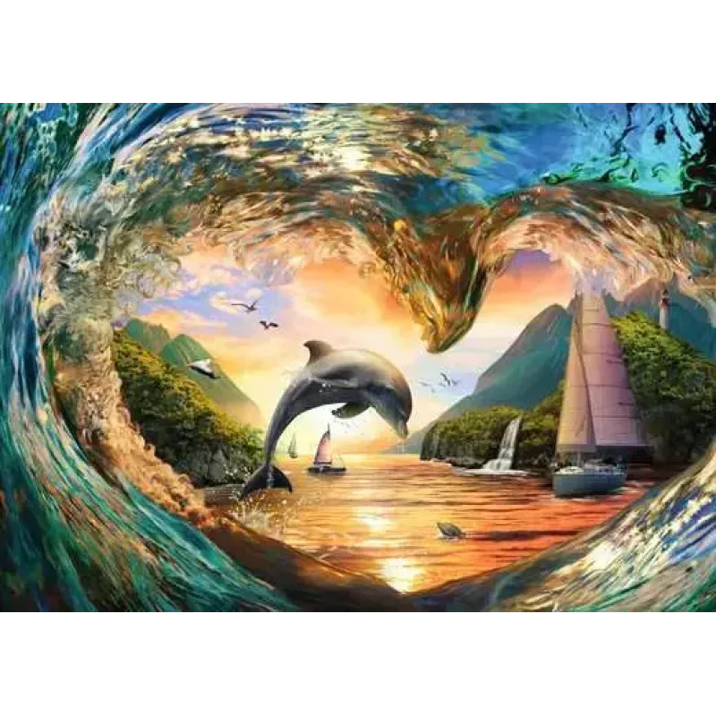 Puzzle Ravensburger Sunset Splash, 1000 elementów, krajobraz, szerokość 700 mm