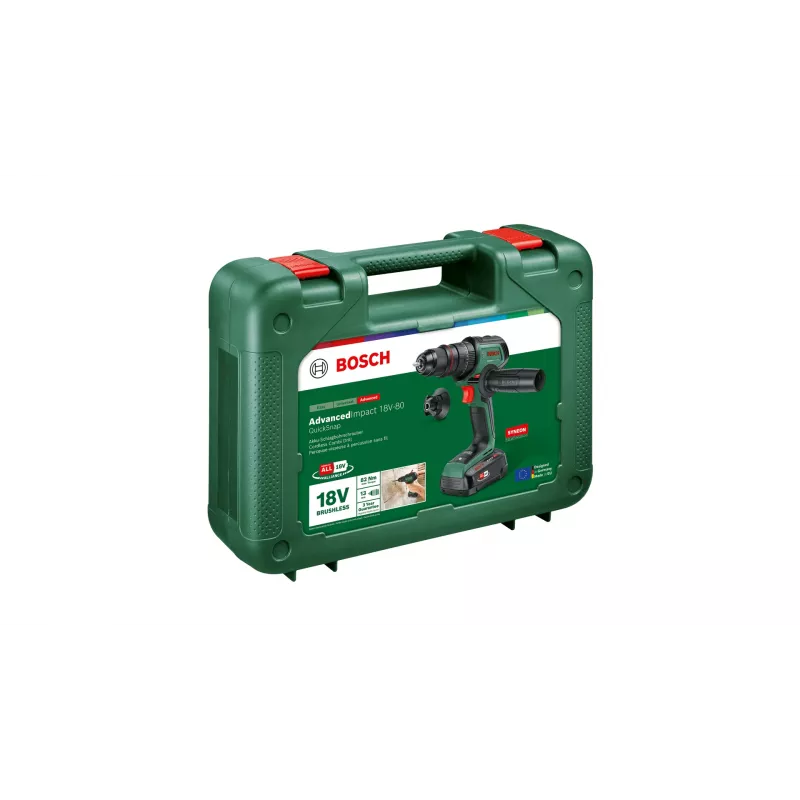 Bosch AdvancedImpact 18V-80 QuickSnap 1950 RPM Keyless 890 g Czarny, Zielony