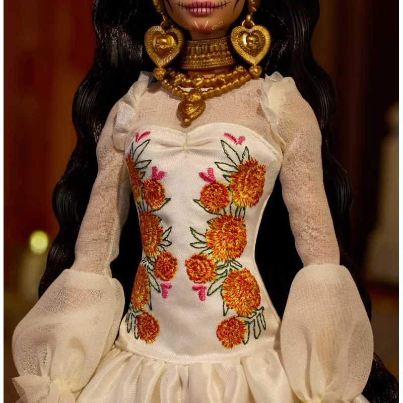 Barbie Signature Día De Muertos 2025 Lalka kolekcjonerska w kremowej sukni z falbanami