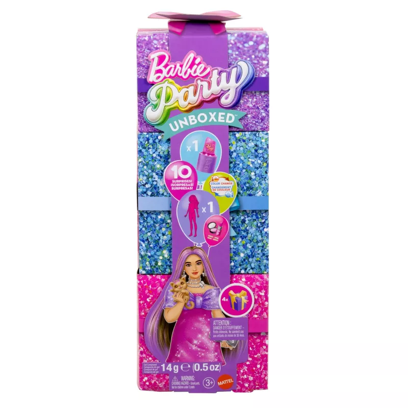Zestaw lalek MATTEL Barbie Party Unboxed Reveal Set Curvy JFY67 – lalki modowe o zaokrąglonych kształtach i akcesoria