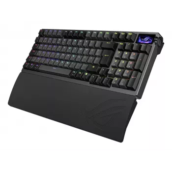 Mechaniczna klawiatura gamingowa ASUS ROG Azoth 96 HE — 96% QWERTZ, USB + RF Bezprzewodowa + Bluetooth, Przełączniki magnetyczno-mechaniczne, RGB, Czarny