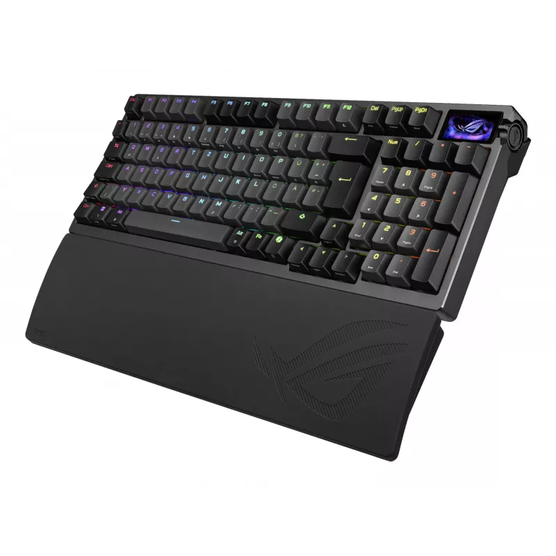 Mechaniczna klawiatura gamingowa ASUS ROG Azoth 96 HE — 96% QWERTZ, USB + RF Bezprzewodowa + Bluetooth, Przełączniki magnetyczno-mechaniczne, RGB, Czarny