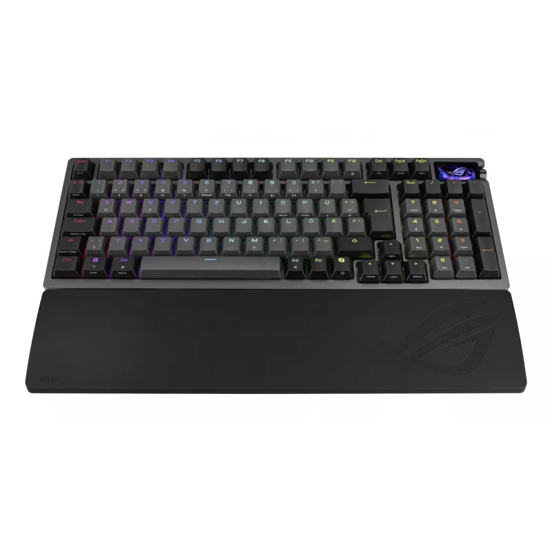 Mechaniczna klawiatura gamingowa ASUS ROG Azoth 96 HE — 96% QWERTZ, USB + RF Bezprzewodowa + Bluetooth, Przełączniki magnetyczno-mechaniczne, RGB, Czarny