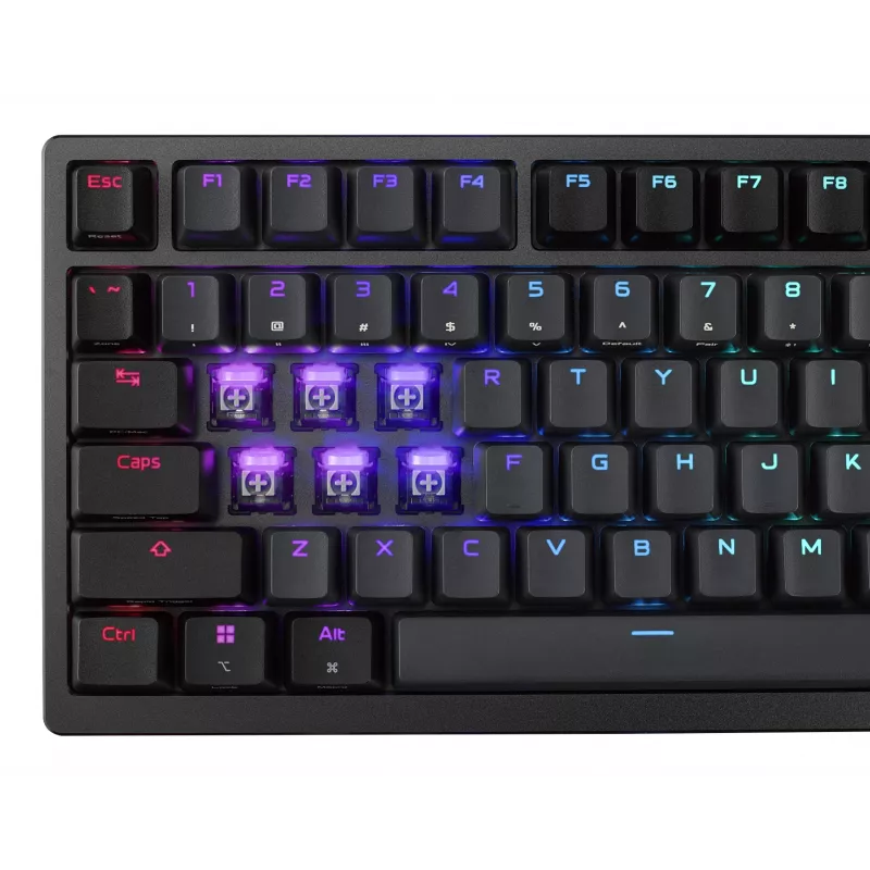 Mechaniczna klawiatura gamingowa ASUS ROG Azoth 96 HE — 96% QWERTZ, USB + RF Bezprzewodowa + Bluetooth, Przełączniki magnetyczno-mechaniczne, RGB, Czarny