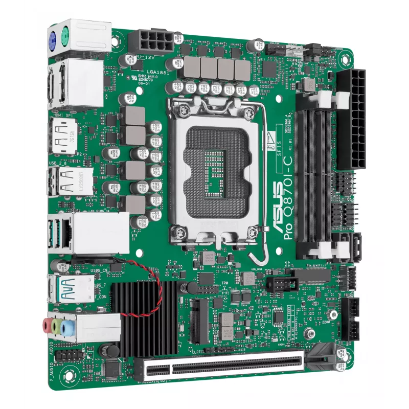 Płyta główna Mini ITX ASUS PRO Q870I-C-CSM LGA 1851, Intel Q870, DDR5 SO‑DIMM, 2 sloty, do 128 GB