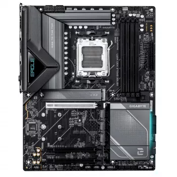 Płyta główna GIGABYTE X870E EAGLE X3D WIFI7 - obsługa procesorów AMD Ryzen 9000, 14+2+2 fazowa cyfrowa sekcja zasilania, do 9000MHz DDR5 (OC), 1xPCIe 5.0 + 3xPCIe 4.0, Wi-Fi 7, LAN 5GbE, USB 4