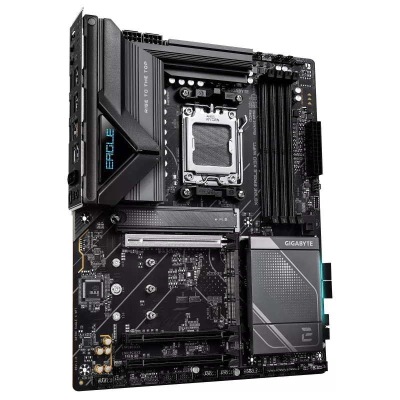 Płyta główna GIGABYTE X870E EAGLE X3D WIFI7 - obsługa procesorów AMD Ryzen 9000, 14+2+2 fazowa cyfrowa sekcja zasilania, do 9000MHz DDR5 (OC), 1xPCIe 5.0 + 3xPCIe 4.0, Wi-Fi 7, LAN 5GbE, USB 4