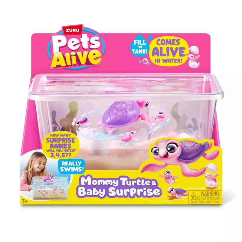 Zuru Pets Alive Mommy Turtle Surprise zabawka interaktywna, wielokolorowy, bateria LR44