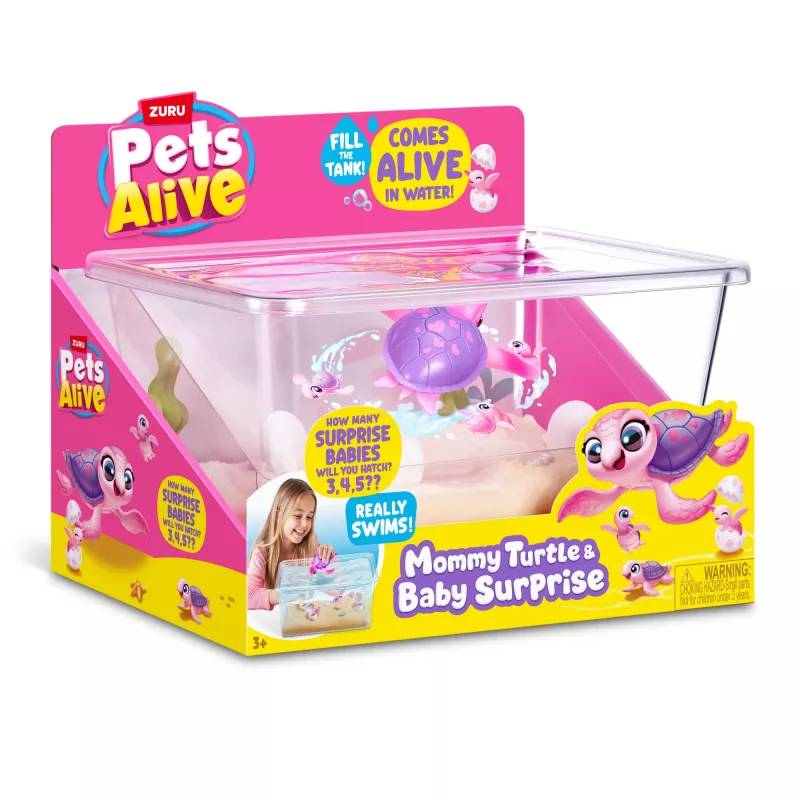 Zuru Pets Alive Mommy Turtle Surprise zabawka interaktywna, wielokolorowy, bateria LR44