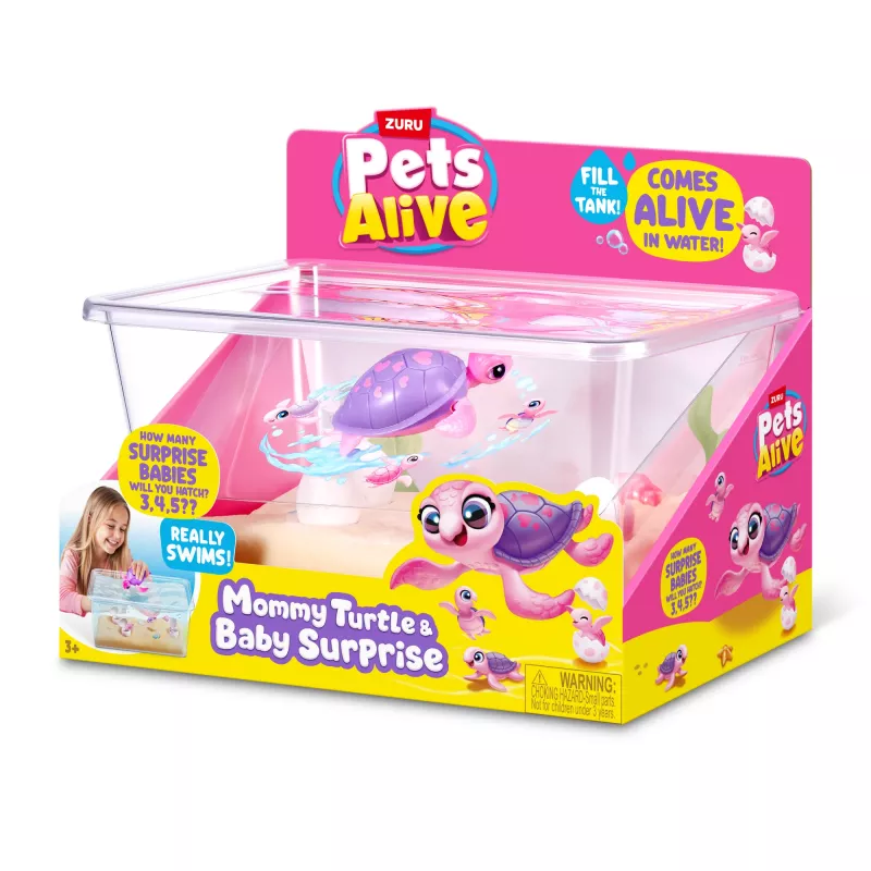 Zuru Pets Alive Mommy Turtle Surprise zabawka interaktywna, wielokolorowy, bateria LR44