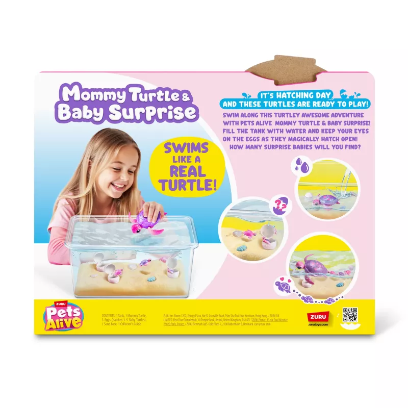 Zuru Pets Alive Mommy Turtle Surprise zabawka interaktywna, wielokolorowy, bateria LR44