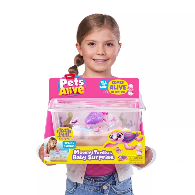 Zuru Pets Alive Mommy Turtle Surprise zabawka interaktywna, wielokolorowy, bateria LR44