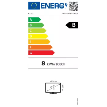 Monitor komputerowy EIZO FlexScan EV2400R-WT — 23,8 cala (60,5 cm) Full HD IPS, 1920×1080, 5 ms, hub USB, głośniki, regulacja wysokości, VESA, biały