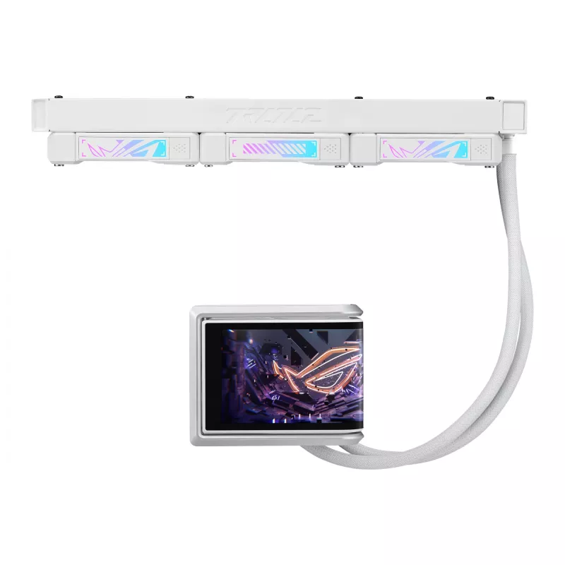 Uniwersalny chłodnica cieczą ASUS ROG RYUO IV 360 ARGB WHT — radiator 360 mm, wentylatory 120 mm, biały