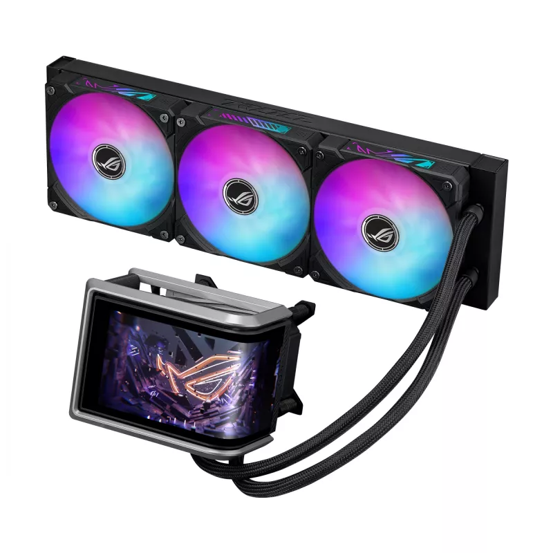 Chłodnica cieczy typu all-in-one ASUS ROG RYUO IV 360 ARGB — chłodnica 360 mm, wentylatory 120 mm, czarna