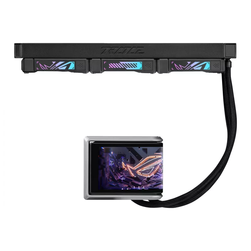 Chłodnica cieczy typu all-in-one ASUS ROG RYUO IV 360 ARGB — chłodnica 360 mm, wentylatory 120 mm, czarna