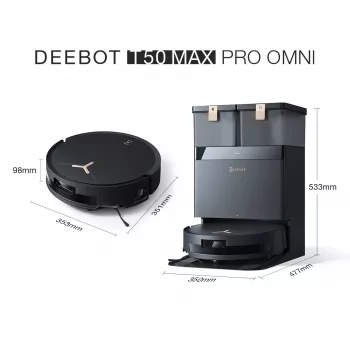 Robot vacuum Ecovacs Deebot T50 MAX PRO OMNI Gen2 — 3000Pa suction, 180 min runtime, Czarny