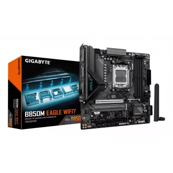 Płyta główna GIGABYTE B850M EAGLE WIFI7 — Micro ATX, Socket AM5, AMD B850, DDR5 do 8200 MHz (O.C.), 4 DIMM, PCIe 5.0, Wi‑Fi 7, 2.5 GbE