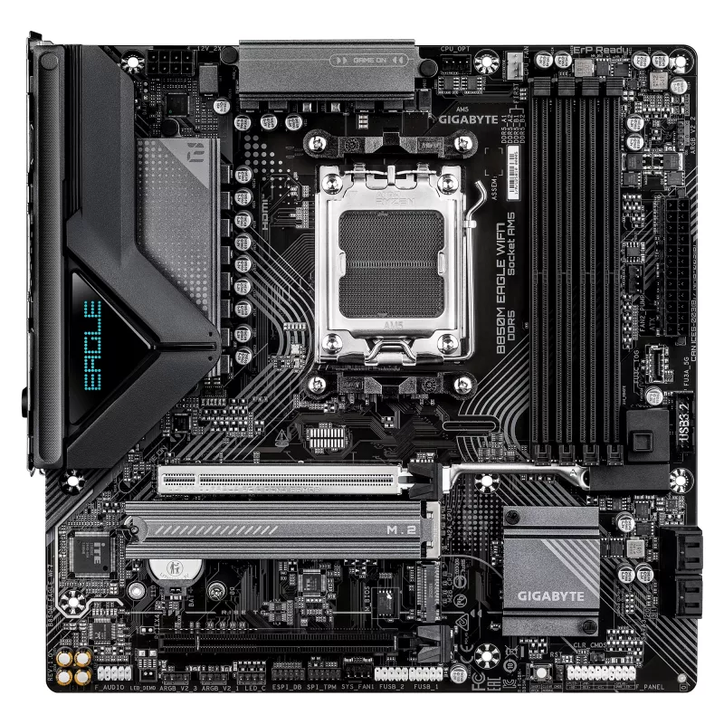 Płyta główna GIGABYTE B850M EAGLE WIFI7 — Micro ATX, Socket AM5, AMD B850, DDR5 do 8200 MHz (O.C.), 4 DIMM, PCIe 5.0, Wi‑Fi 7, 2.5 GbE
