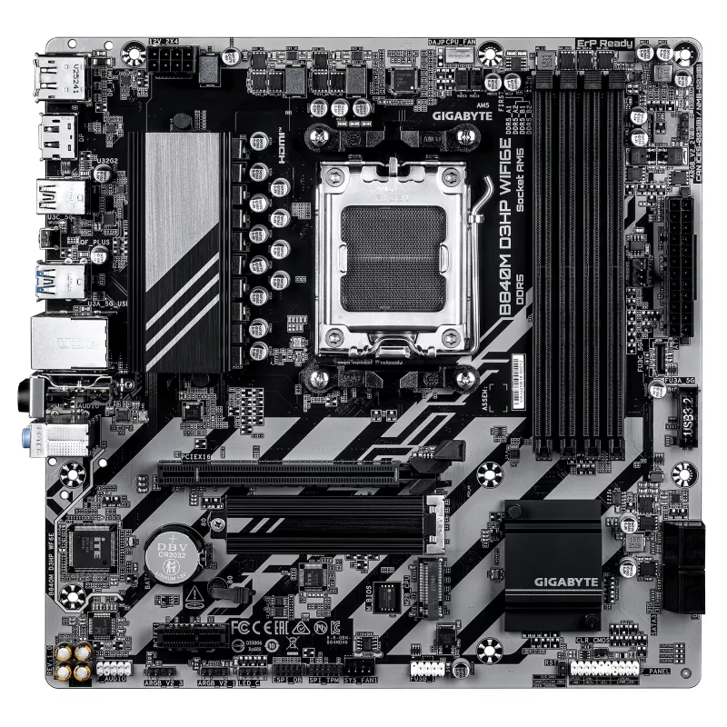 Płyta główna GIGABYTE B840M D3HP WIFI6E Micro ATX — AMD Socket AM5, B840, 4x DDR5 do 8200MHz OC, 2x PCIe 4.0 M.2, Wi‑Fi 6E, 1GbE