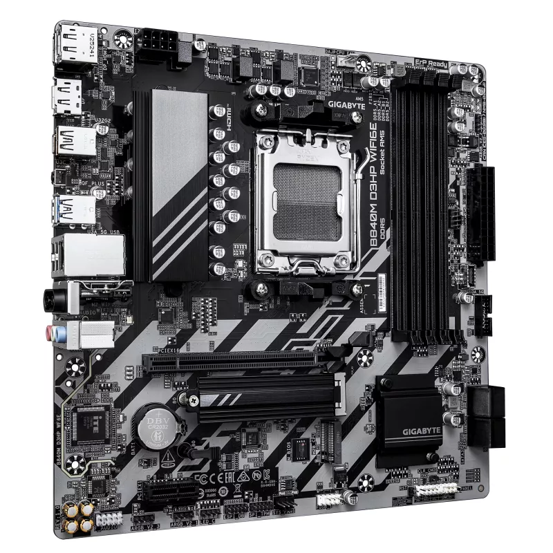 Płyta główna GIGABYTE B840M D3HP WIFI6E Micro ATX — AMD Socket AM5, B840, 4x DDR5 do 8200MHz OC, 2x PCIe 4.0 M.2, Wi‑Fi 6E, 1GbE