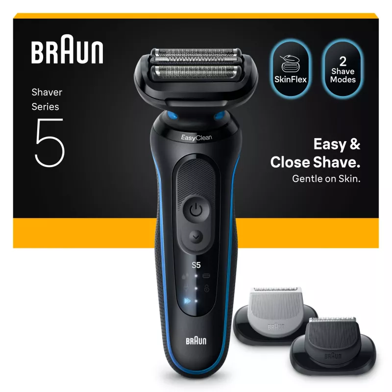 Golarka foliowa BRAUN Series 5 52-B1650S — 3-ostrzowa, akumulator Li-Ion, sucha i mokra, trymer, niebieska