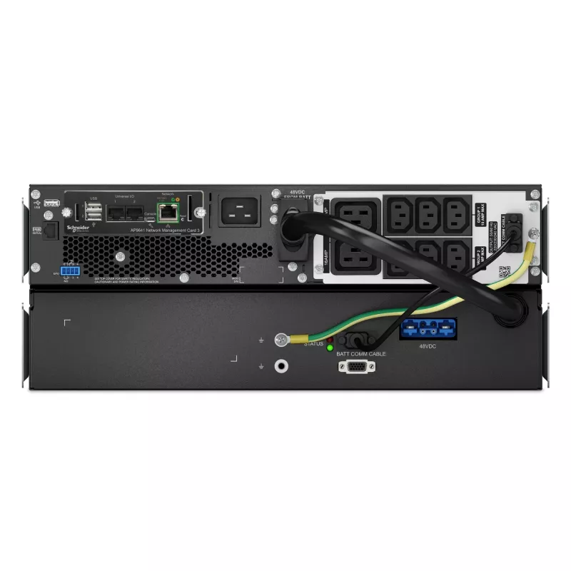 APC Smart-UPS On-Line, 2200 VA, litowo-jonowy, do montażu w szafie 4U, 230 V, 6 gniazd C13 + 2 gniazda C19 IEC, karta sieciowa, wydłużony czas podtrzymania, zestaw szyn montażowych w komplecie
