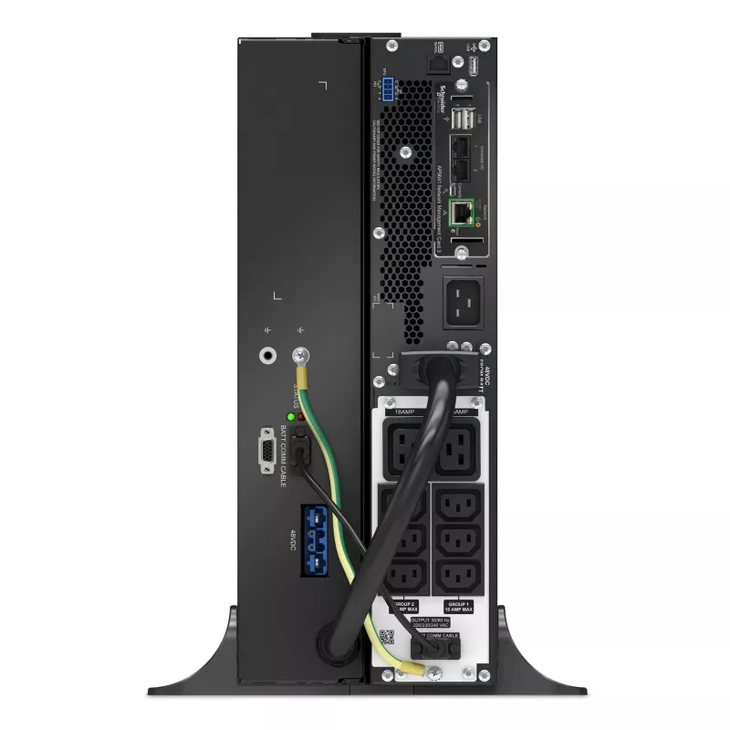APC Smart-UPS On-Line, 2200 VA, litowo-jonowy, do montażu w szafie 4U, 230 V, 6 gniazd C13 + 2 gniazda C19 IEC, karta sieciowa, wydłużony czas podtrzymania, zestaw szyn montażowych w komplecie