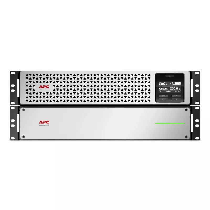 APC Smart-UPS On-Line, 2200 VA, litowo-jonowy, do montażu w szafie 4U, 230 V, 6 gniazd C13 + 2 gniazda C19 IEC, karta sieciowa, wydłużony czas podtrzymania, zestaw szyn montażowych w komplecie