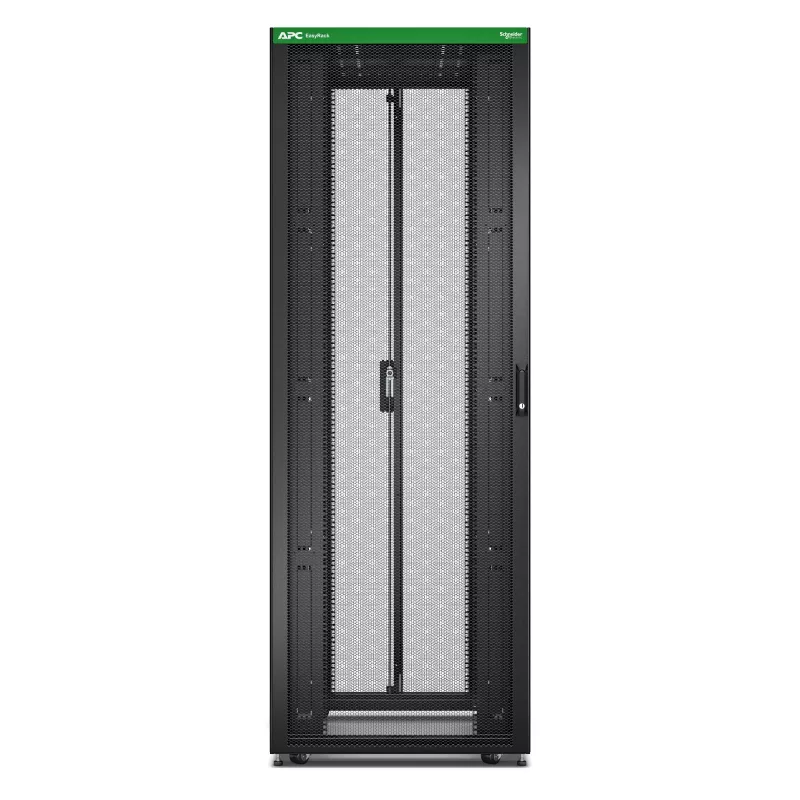 Wolnostojący stelaż serwerowy APC Easy Rack 48U (czarny) z dachem, kółkami, stopkami, 4 uchwytami, panelami bocznymi — 2258W x 800S x 1200G mm